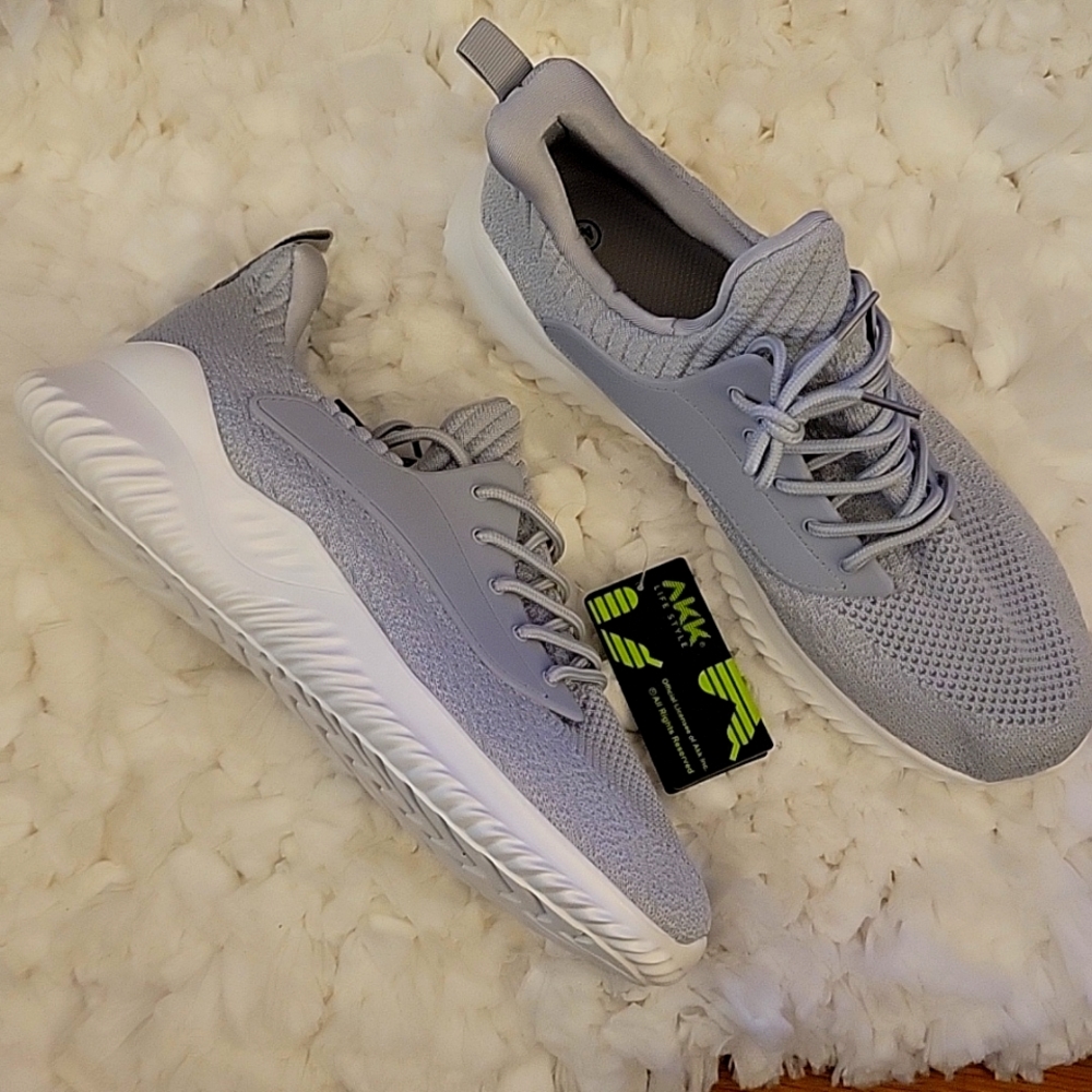 AKK gray walking shoes sneakers slipon athletic workout lightweight sz 9.5 New…